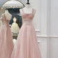 Pink Elegant Spaghetti Strap A-Line Sparkling Beaded Sleeveless Formal Wedding Party Prom Evening Gown Bridesmaid Dresses banquet outfit nv2994