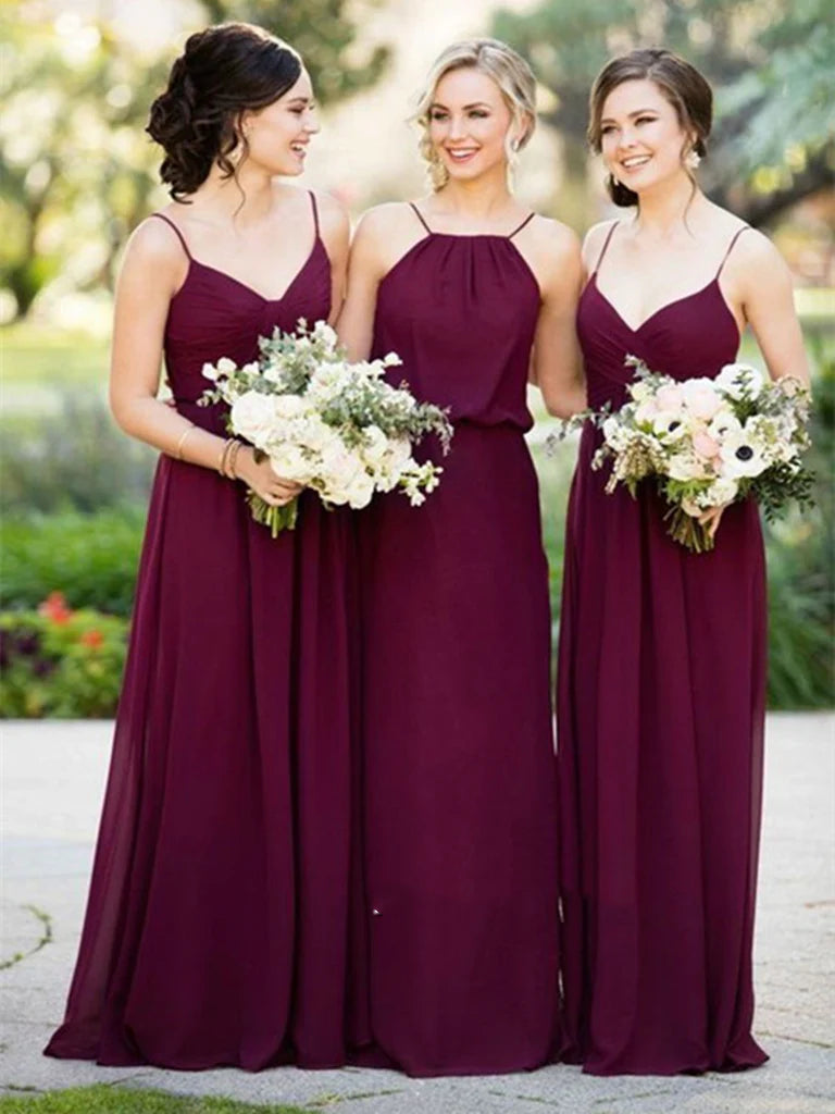 Simple A Line Sweetheart Neck Burgundy Bridesmaid Dress, Burgundy Prom Dress nv1491