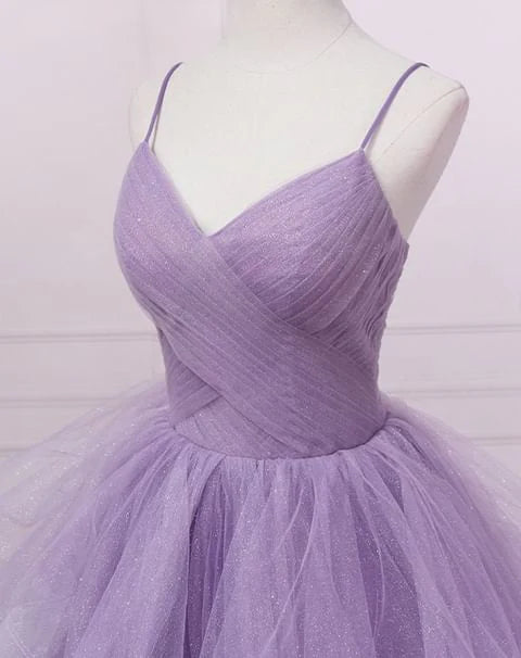 Green/Purple/Blue Fashion Elegant Spaghetti Strap Long Organza Ruffles Ball Gown Evening Gown Graduation Gown Adult Ceremony Gown nv26