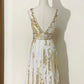 ✨Golden Streamer Vintage Satin Beaded Short Homecoming Dress Birthday Party Dress nv5429