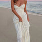 White sweetheart pleated off-shoulder long ball gown beach holiday dress party dress nv2282