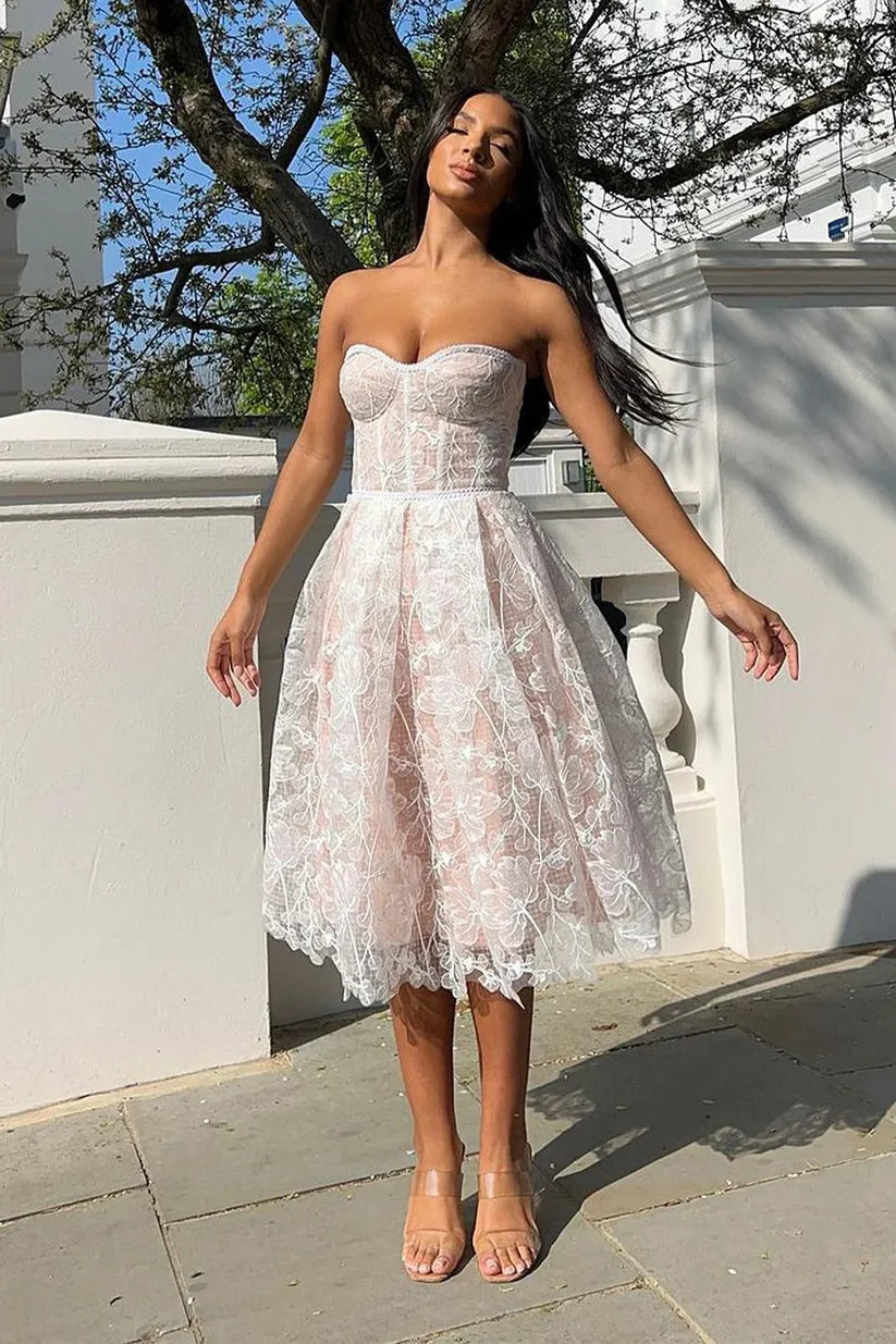 White Short Sweetheart Homecoming Dress Off Shoulder Cocktail Dress nv1746