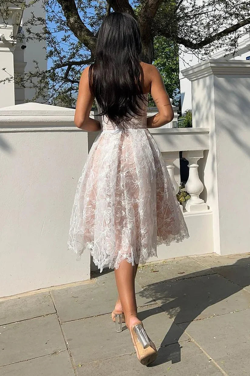 White Short Sweetheart Homecoming Dress Off Shoulder Cocktail Dress nv1746