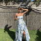 Strapless Print Floral Long Prom Dress Evening Gown nv1742