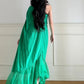 Long chiffon evening gown Vintage emerald green NV6746
