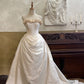 Light Champagne Floral Long Satin Ball Gown Evening Gown Wedding Dress nv4438