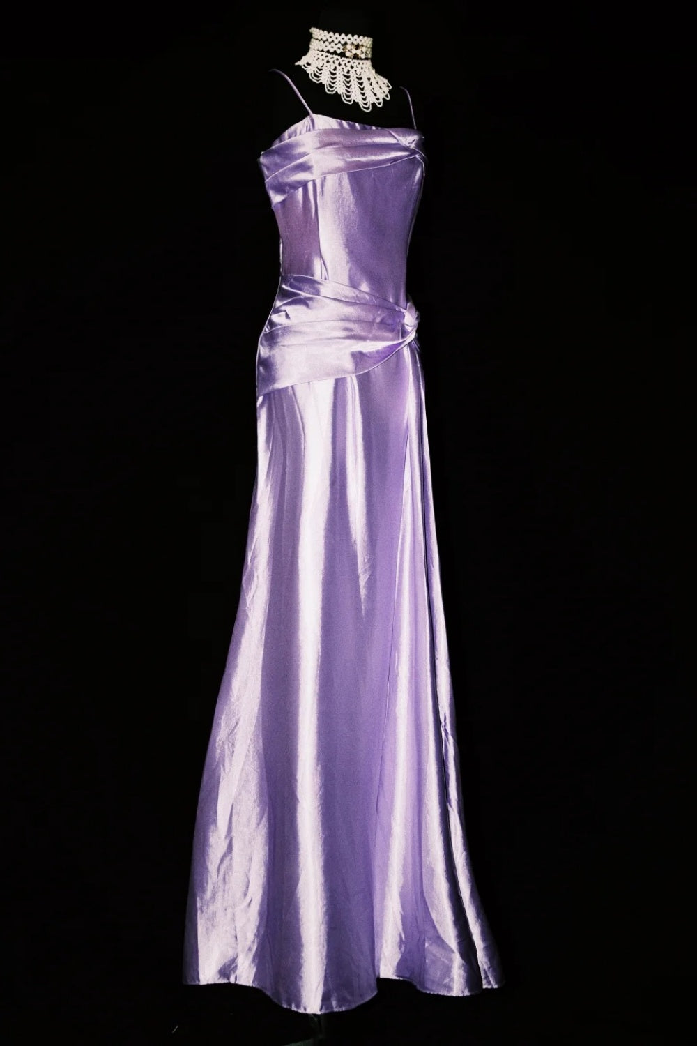 Vintage Purple Satin Long Formal Dress NV6607