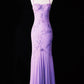Vintage Purple Wisteria Flower Romantic Purple Exquisite Handmade Beaded Long Chiffon Dress NV6609