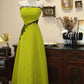 Bright Yellow Strapless Evening Dress with Black Lace Detail NV6548