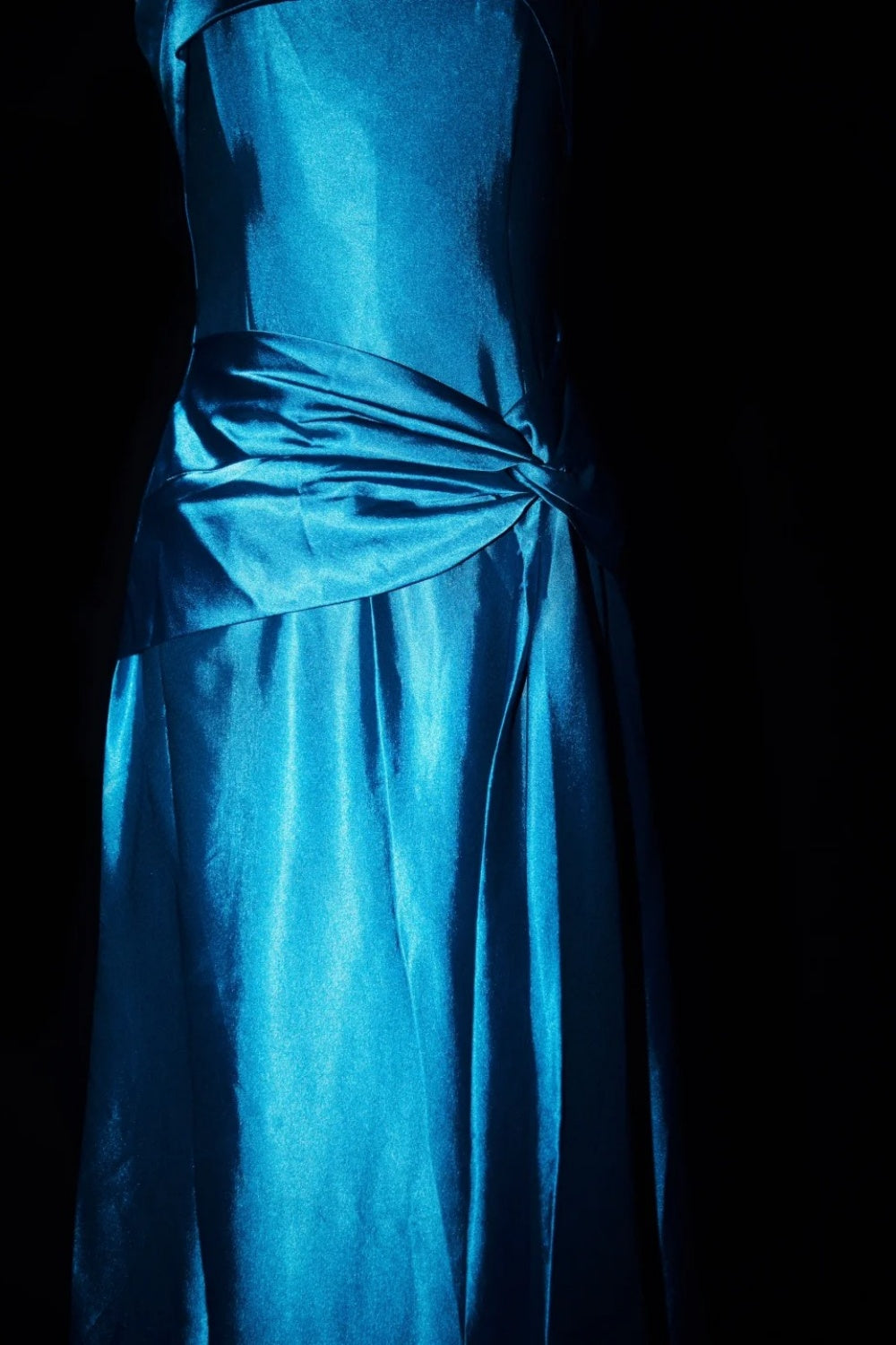 Vintage Deep Sea Venus Gemstone Blue Satin Long Formal Dress NV6606