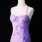 Vintage Purple Wisteria Flower Romantic Purple Exquisite Handmade Beaded Long Chiffon Dress NV6609