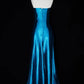 Vintage Deep Sea Venus Gemstone Blue Satin Long Formal Dress NV6606