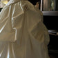 Ivory White Floral Ruffles Elegant Beautiful Long Satin Ball Gown Evening Dress Wedding Dress nv4441