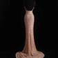 Pink vintage handmade dress with sequin beads sparkling stars. Long chiffon ball gown or evening dress nv5206