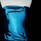 Vintage Deep Sea Venus Gemstone Blue Satin Long Formal Dress NV6606