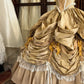 Yellow princess pleated gold rose handmade beads noble and beautiful fairy tale pure beauty long satin ball gown evening gown wedding dress nv4440