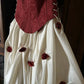 Red vintage floral long satin ball gown evening dress graduation dress nv4442