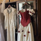Red vintage floral long satin ball gown evening dress graduation dress nv4442