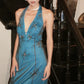 Blue exquisite bead embellishment long chiffon formal dress  NV6602