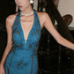 Blue exquisite bead embellishment long chiffon formal dress  NV6602
