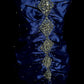 Blue exquisite beaded spaghetti strap satin long prom dress evening dress party dress graduation dress nv4264