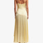 Yellow spaghetti strap ruffle irregular hem long ball gown evening dress party dress nv2310