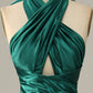 Dark Green Halter Lace Up Mermaid Prom Dress With Slit nv1649