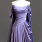 Elegant A Line Purple Satin Long Prom Dresses Formal Party Gown nv1644
