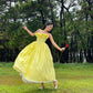 Yellow sweet elegant long satin princess ball gown evening dress nv2911