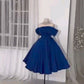 Light Blue/blueShort  satin evening gown prom dress homecoming dress nv2945