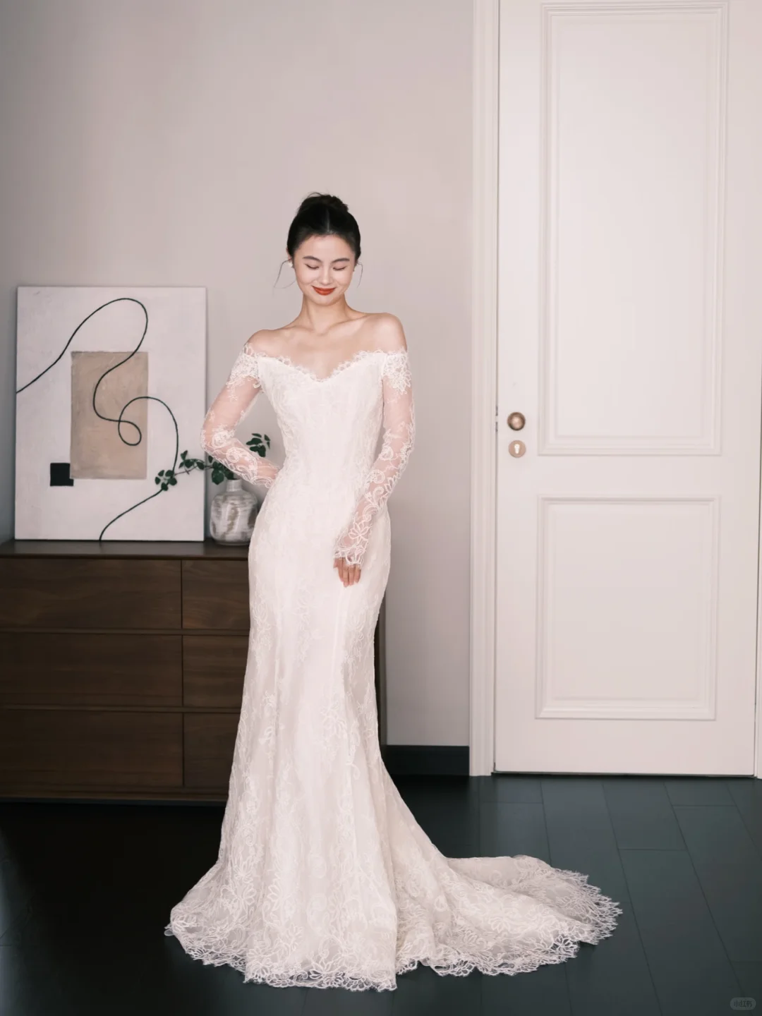 Off The Shoulder Long Sleeve Lace Mermaid Wedding Dress Bridal Gown  NV7218
