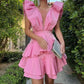 Pink Fashion Chic Deep V Neck Homecoming Dress Party Dress nv2124