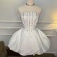 White/Pink Fashion Beading Elegant Short Satin Homecoming Dress Party Gown nv4856
