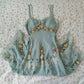 Blue Vintage Floral Short Chiffon Homecoming Dress nv4476