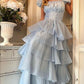 Blue tulle cute elegant layered long cake ball gown evening dress party dress nv2824