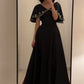 Black simple elegant cape style embroidered long ball gown evening dress party dress nv2421