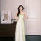 Mint Green Strapless Feather Tulle Evening Gown, Fairy Prom Dress  NV7290