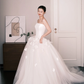 White Strapless 3D Floral Tulle Ball Gown Wedding Dress  NV7233