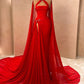 Red fashion gorgeous elegant long high slit ball gown evening dress nv2850