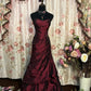 Burgundy Vintage Elegant Long Satin Princess Floor Length Ball Gown Evening Dress Party Dress nv3629