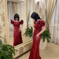 Red puff sleeves elegant long ball gown evening dress nv2796