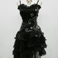 Black Vintage Exquisite Beaded Strapless A-Line Ruffle Short tulle Prom Dress Homecoming Dress Party Dress nv3313