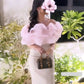 White satin pink tulle one shoulder strapless simple elegant long ball gown evening dress party dress nv2278