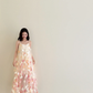 Champagne Spaghetti Strap 3D Floral Tulle Dress Flowy Evening Gown  NV7132