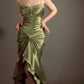 Green spaghetti strap bodycon long ball gown evening dress nv1965