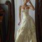 Yellow gold stylish elegant corset three-dimensional flower skirt A-line long ball gown evening dress nv2654