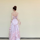 Light Pink Strapless Satin Prom Dress with 3D Floral Appliques, A-Line Long Evening Gown  NV7438