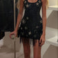 Black shiny sequins short homecoming dress birthday cocktail party dress nv4659