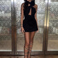 Black simple hollow fashion chic short party dress nv2245