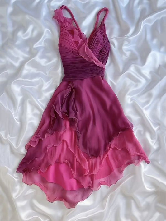 NiceVestidos-Pink and purple gradient fairy unique homecoming dress nv5459